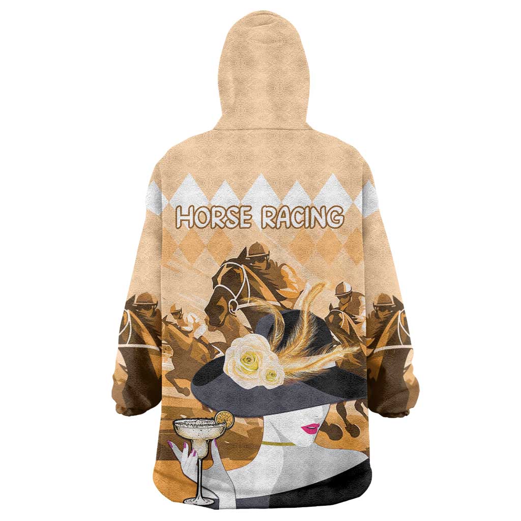 Kentucky Horse Racing Wearable Blanket Hoodie Derby Mint Julep Girl - Gold Pastel LT14