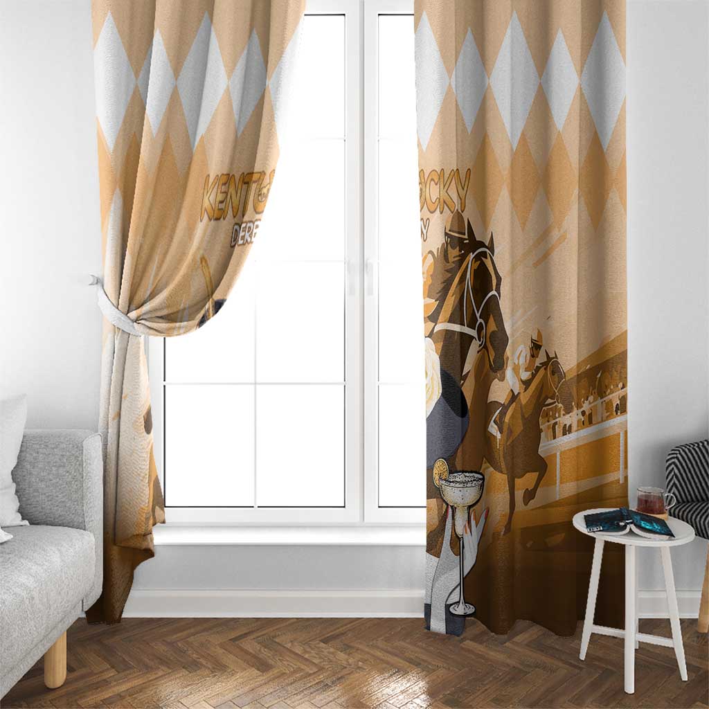 Kentucky Horse Racing Window Curtain Derby Mint Julep Girl - Gold Pastel LT14
