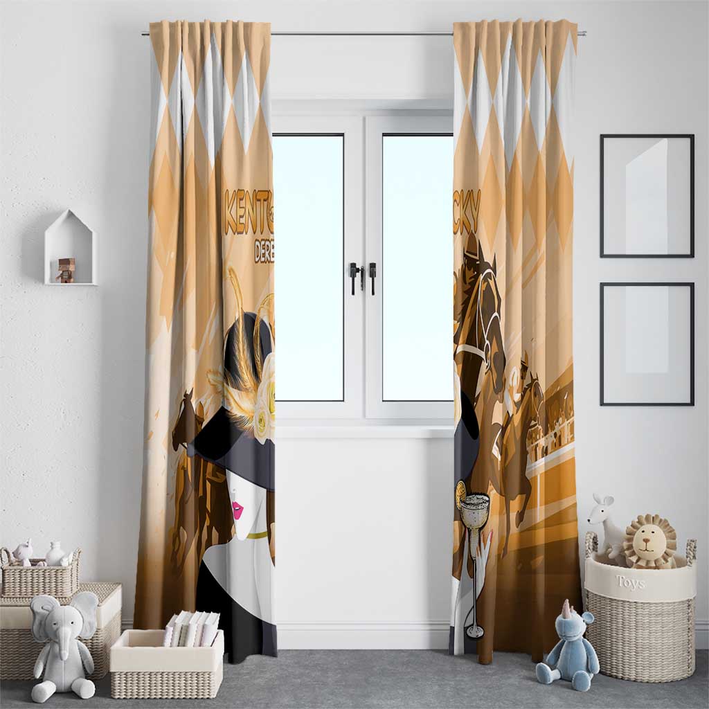 Kentucky Horse Racing Window Curtain Derby Mint Julep Girl - Gold Pastel LT14