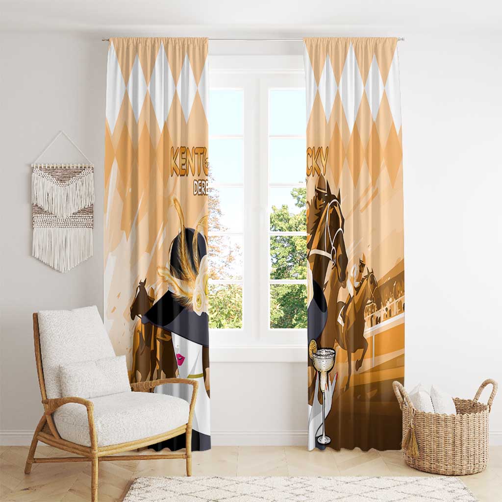Kentucky Horse Racing Window Curtain Derby Mint Julep Girl - Gold Pastel LT14