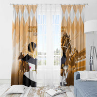 Kentucky Horse Racing Window Curtain Derby Mint Julep Girl - Gold Pastel LT14