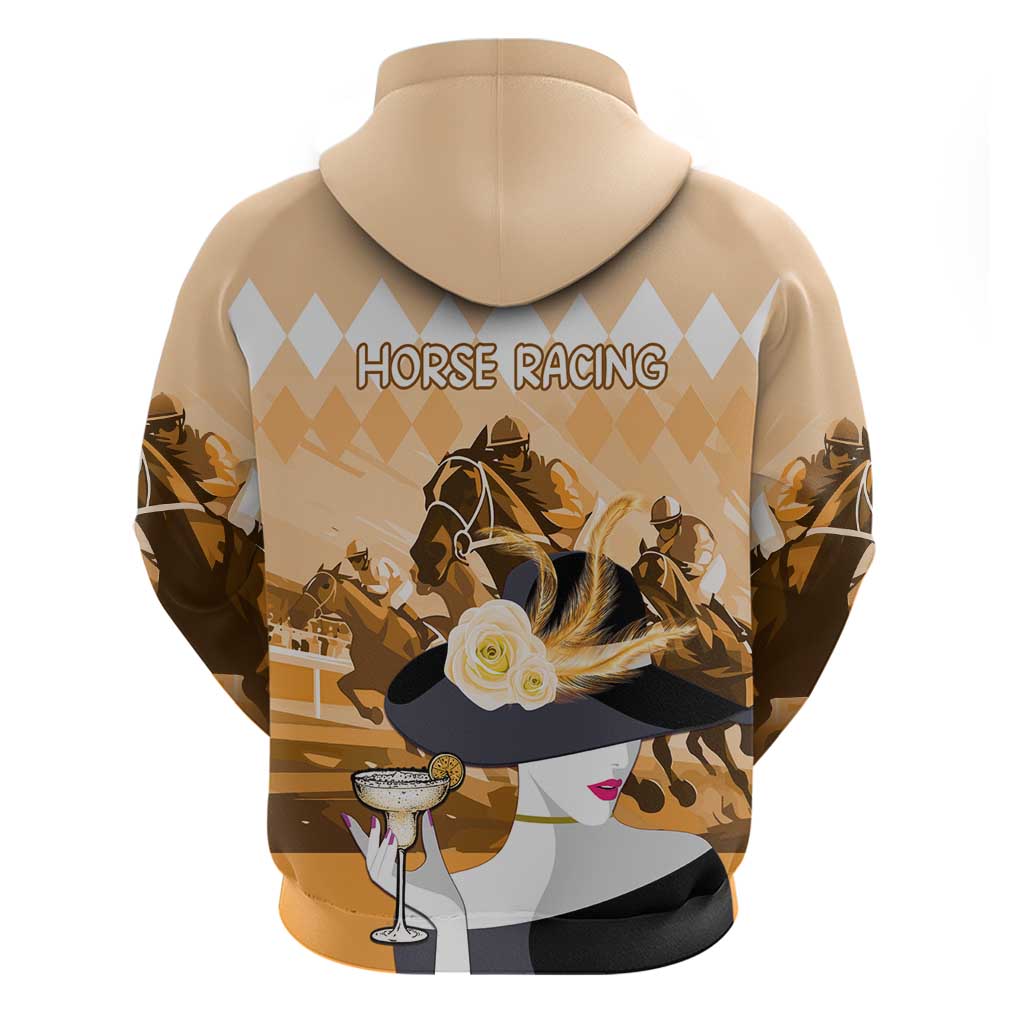 Kentucky Horse Racing Zip Hoodie Derby Mint Julep Girl - Gold Pastel LT14