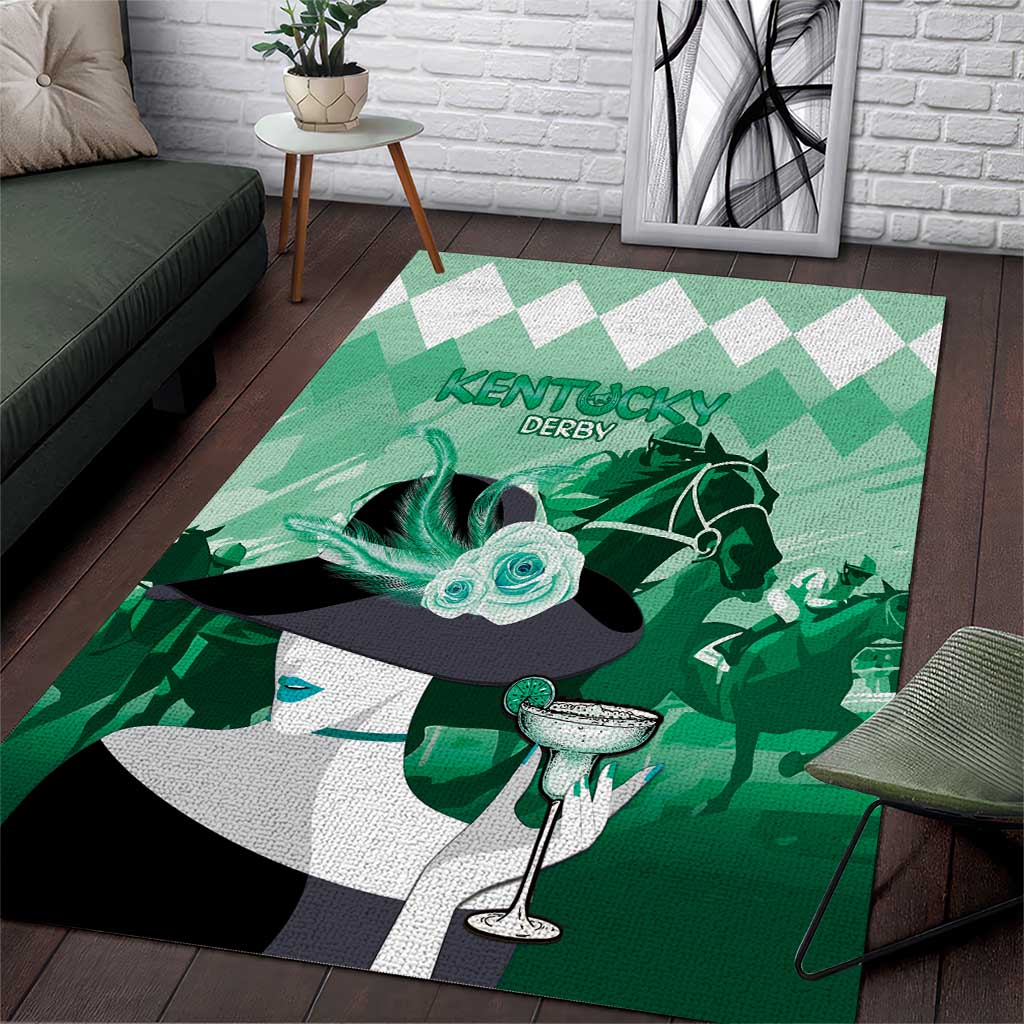 Kentucky Horse Racing Area Rug Derby Mint Julep Girl - Green Pastel LT14