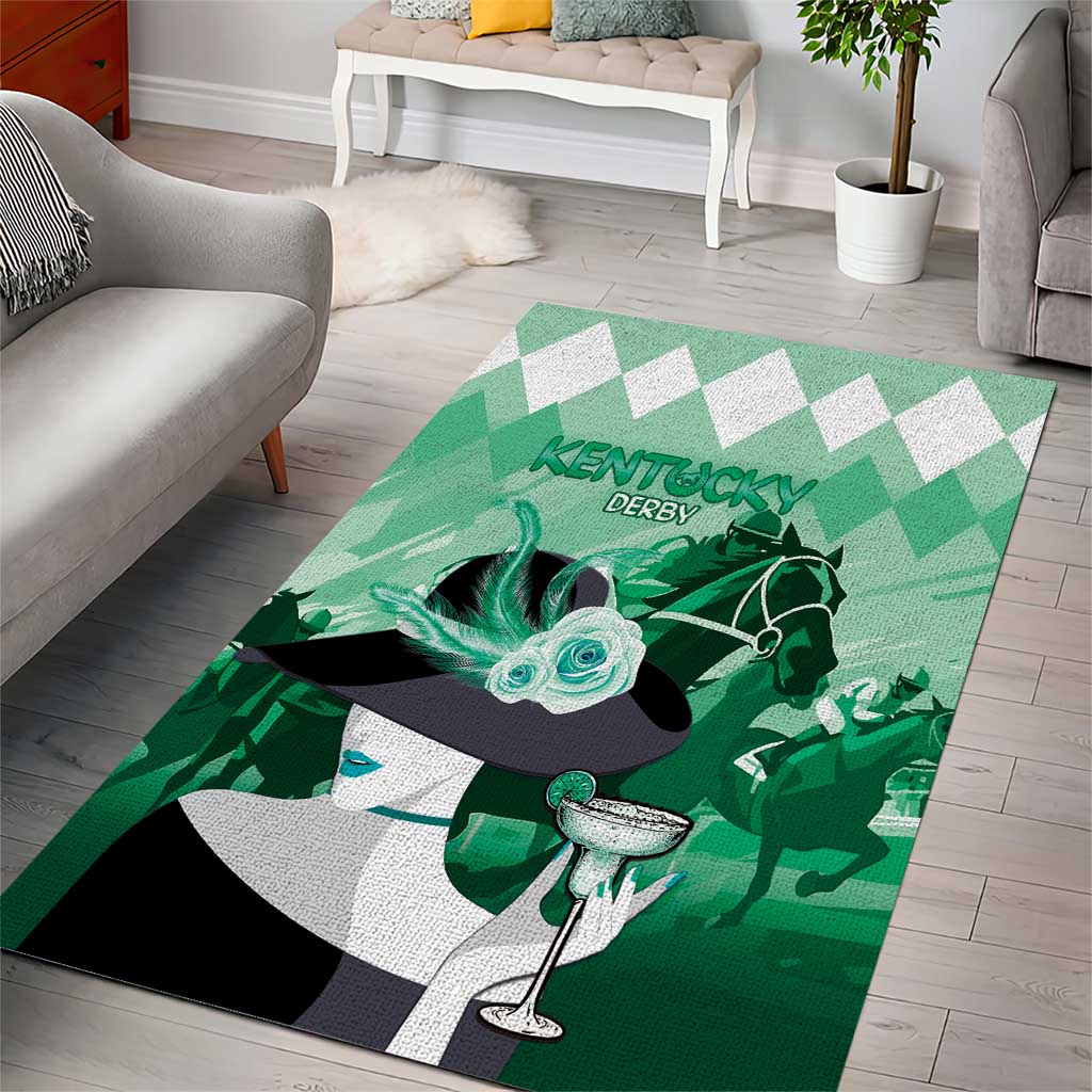 Kentucky Horse Racing Area Rug Derby Mint Julep Girl - Green Pastel LT14