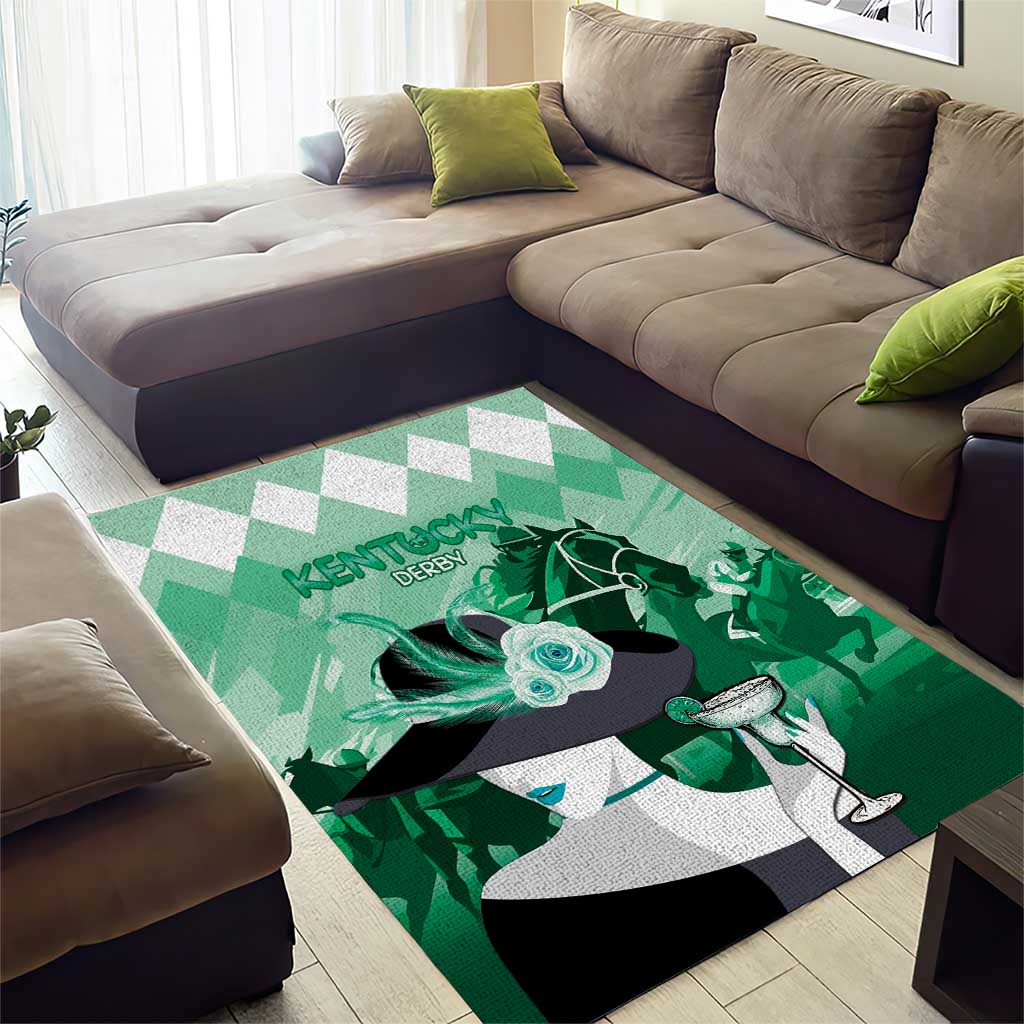 Kentucky Horse Racing Area Rug Derby Mint Julep Girl - Green Pastel LT14