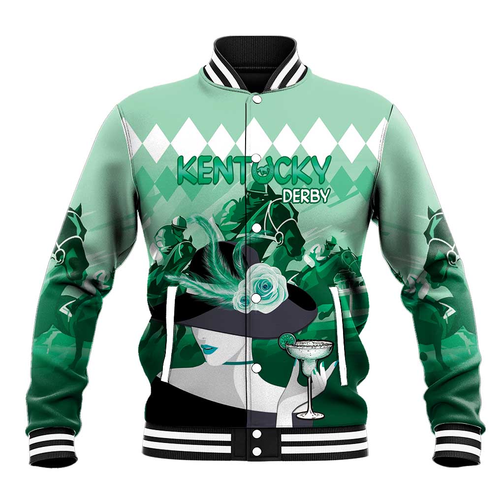 Kentucky Horse Racing Baseball Jacket Derby Mint Julep Girl - Green Pastel LT14