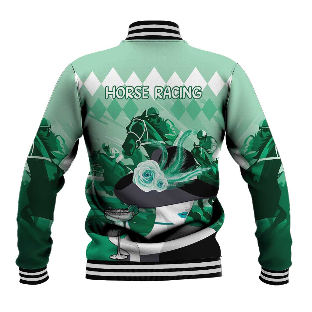 Kentucky Horse Racing Baseball Jacket Derby Mint Julep Girl - Green Pastel LT14