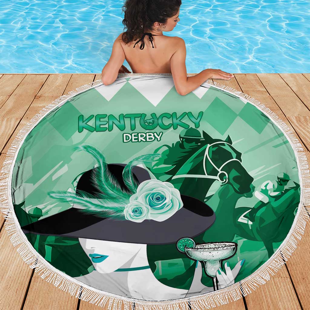 Kentucky Horse Racing Beach Blanket Derby Mint Julep Girl - Green Pastel LT14