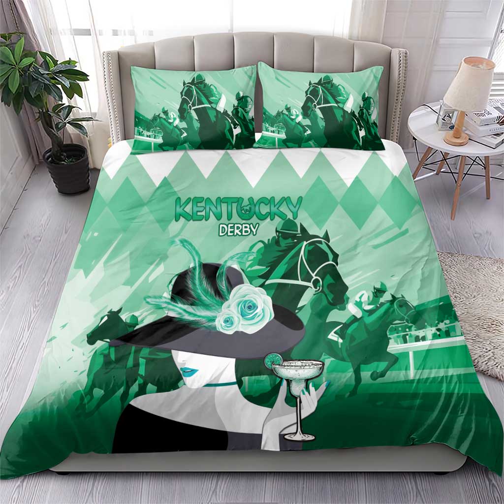 Kentucky Horse Racing Bedding Set Derby Mint Julep Girl - Green Pastel LT14
