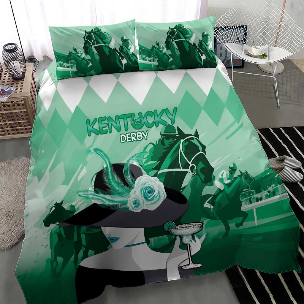 Kentucky Horse Racing Bedding Set Derby Mint Julep Girl - Green Pastel LT14