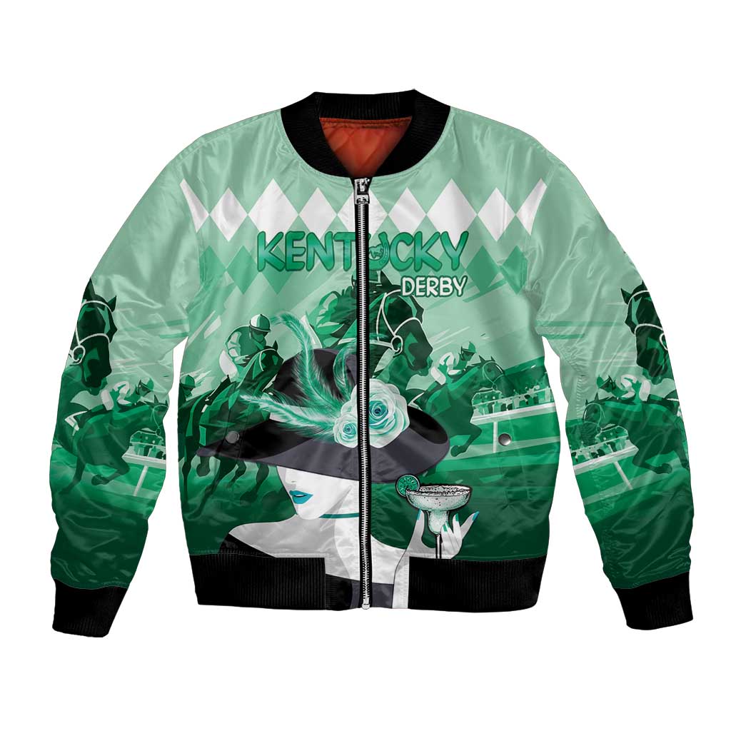 Kentucky Horse Racing Bomber Jacket Derby Mint Julep Girl - Green Pastel LT14