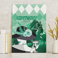 Kentucky Horse Racing Canvas Wall Art Derby Mint Julep Girl - Green Pastel LT14