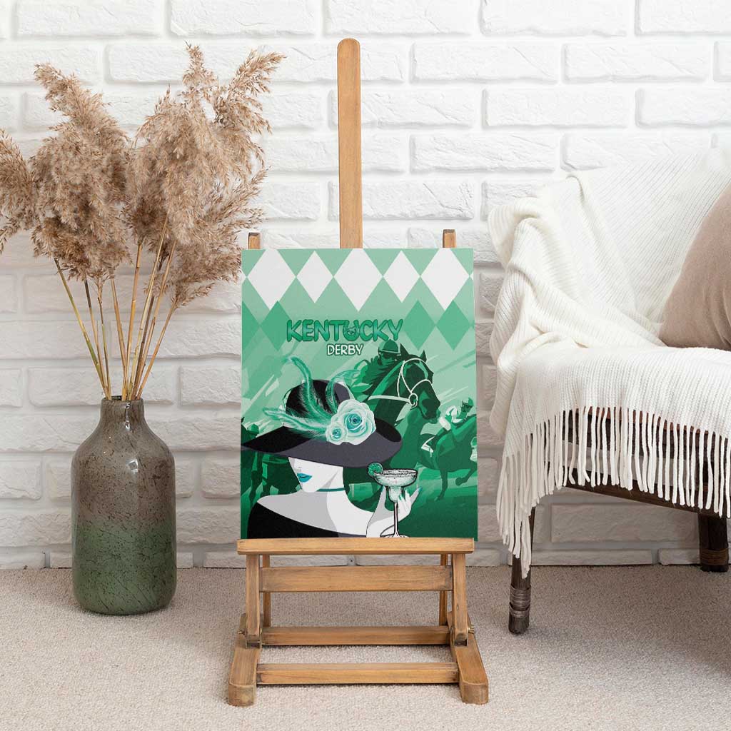 Kentucky Horse Racing Canvas Wall Art Derby Mint Julep Girl - Green Pastel LT14