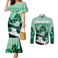 Kentucky Horse Racing Couples Matching Mermaid Dress and Long Sleeve Button Shirt Derby Mint Julep Girl - Green Pastel LT14