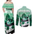 Kentucky Horse Racing Couples Matching Off Shoulder Maxi Dress and Long Sleeve Button Shirt Derby Mint Julep Girl - Green Pastel LT14