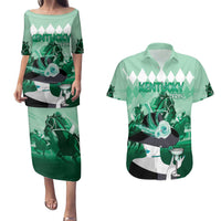 Kentucky Horse Racing Couples Matching Puletasi and Hawaiian Shirt Derby Mint Julep Girl - Green Pastel LT14