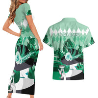 Kentucky Horse Racing Couples Matching Short Sleeve Bodycon Dress and Hawaiian Shirt Derby Mint Julep Girl - Green Pastel LT14