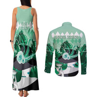Kentucky Horse Racing Couples Matching Tank Maxi Dress and Long Sleeve Button Shirt Derby Mint Julep Girl - Green Pastel LT14