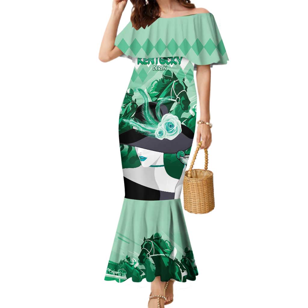 Kentucky Horse Racing Family Matching Mermaid Dress and Hawaiian Shirt Derby Mint Julep Girl - Green Pastel LT14