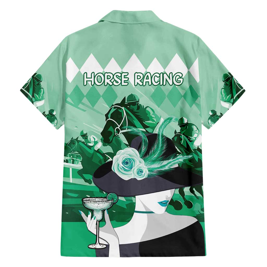 Kentucky Horse Racing Family Matching Off Shoulder Maxi Dress and Hawaiian Shirt Derby Mint Julep Girl - Green Pastel LT14