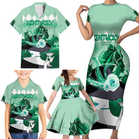 Kentucky Horse Racing Family Matching Short Sleeve Bodycon Dress and Hawaiian Shirt Derby Mint Julep Girl - Green Pastel LT14