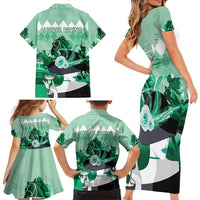 Kentucky Horse Racing Family Matching Short Sleeve Bodycon Dress and Hawaiian Shirt Derby Mint Julep Girl - Green Pastel LT14