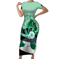 Kentucky Horse Racing Family Matching Short Sleeve Bodycon Dress and Hawaiian Shirt Derby Mint Julep Girl - Green Pastel LT14