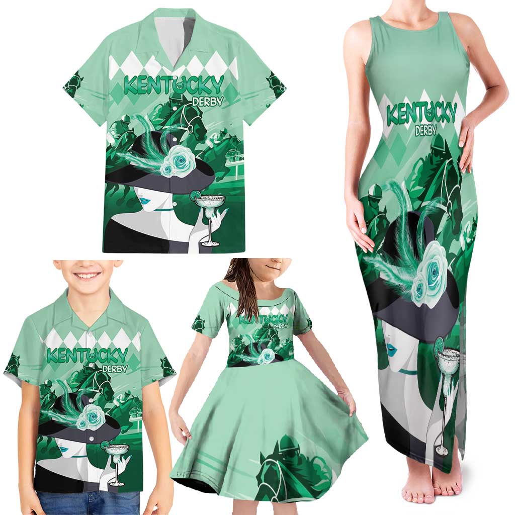 Kentucky Horse Racing Family Matching Tank Maxi Dress and Hawaiian Shirt Derby Mint Julep Girl - Green Pastel LT14