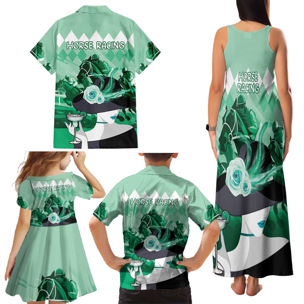 Kentucky Horse Racing Family Matching Tank Maxi Dress and Hawaiian Shirt Derby Mint Julep Girl - Green Pastel LT14