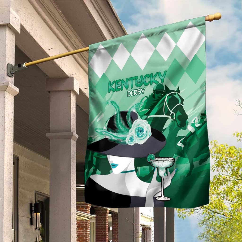 Kentucky Horse Racing Garden Flag Derby Mint Julep Girl - Green Pastel LT14