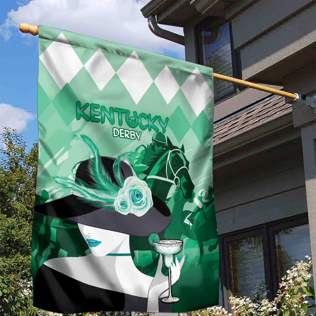 Kentucky Horse Racing Garden Flag Derby Mint Julep Girl - Green Pastel LT14