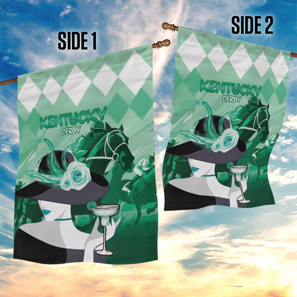Kentucky Horse Racing Garden Flag Derby Mint Julep Girl - Green Pastel LT14