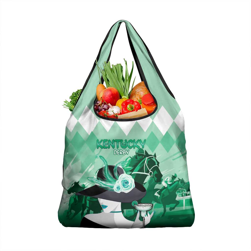 Kentucky Horse Racing Grocery Bag Derby Mint Julep Girl - Green Pastel LT14