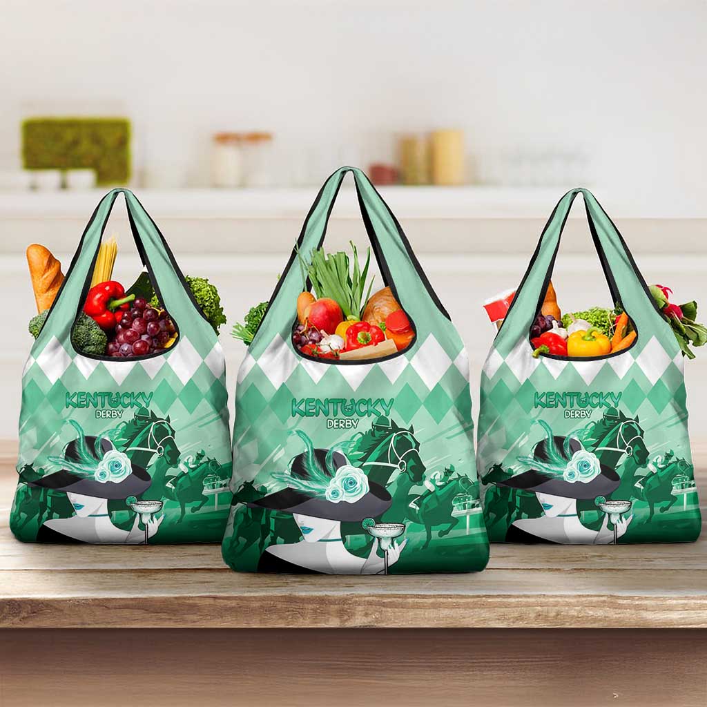 Kentucky Horse Racing Grocery Bag Derby Mint Julep Girl - Green Pastel LT14