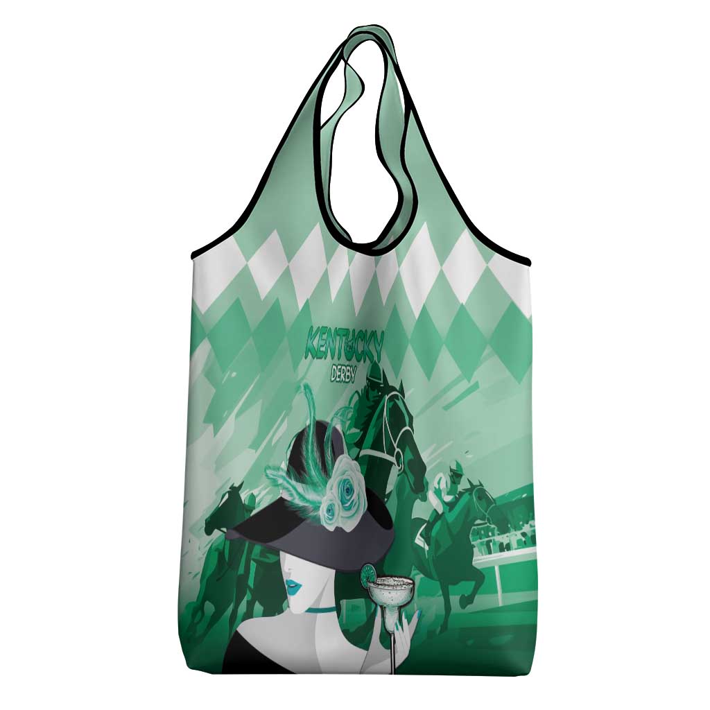 Kentucky Horse Racing Grocery Bag Derby Mint Julep Girl - Green Pastel LT14