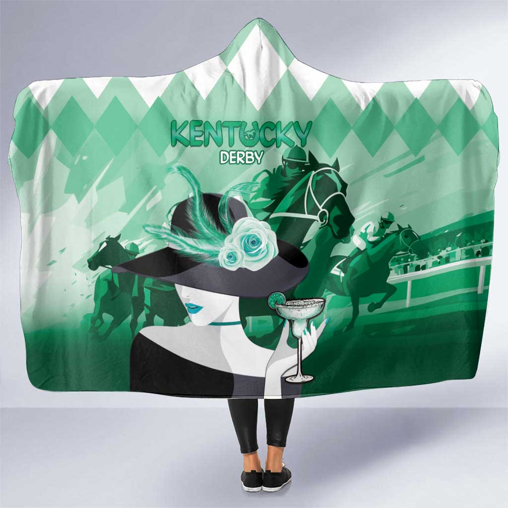 Kentucky Horse Racing Hooded Blanket Derby Mint Julep Girl - Green Pastel LT14