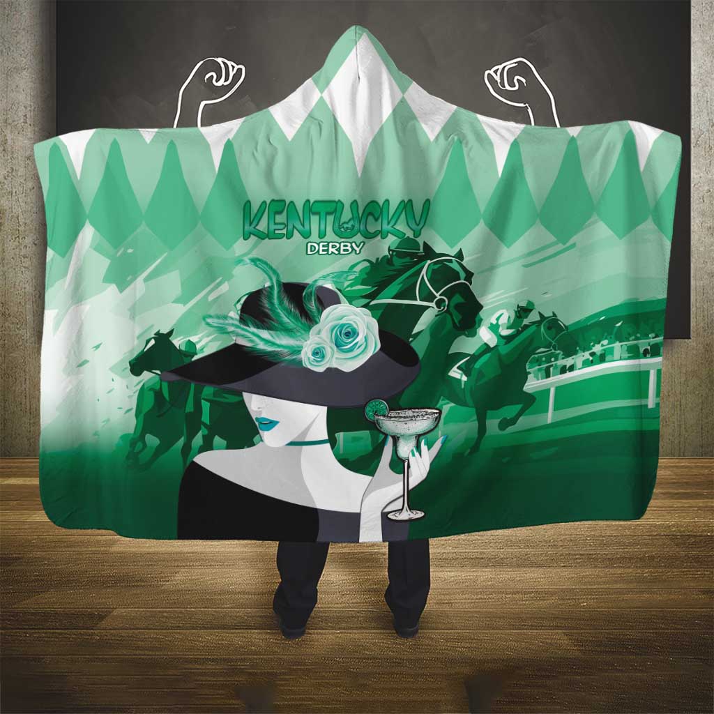 Kentucky Horse Racing Hooded Blanket Derby Mint Julep Girl - Green Pastel LT14