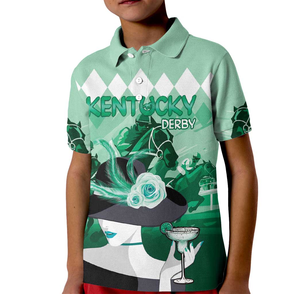 Kentucky Horse Racing Kid Polo Shirt Derby Mint Julep Girl - Green Pastel LT14