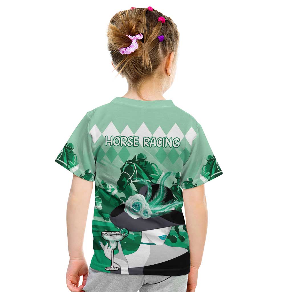 Kentucky Horse Racing Kid T Shirt Derby Mint Julep Girl - Green Pastel LT14