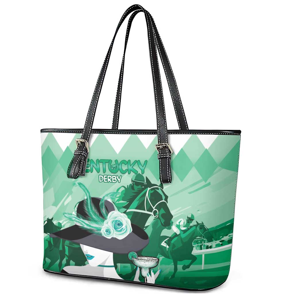 Kentucky Horse Racing Leather Tote Bag Derby Mint Julep Girl - Green Pastel LT14