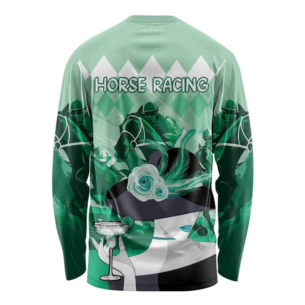Kentucky Horse Racing Long Sleeve Shirt Derby Mint Julep Girl - Green Pastel LT14