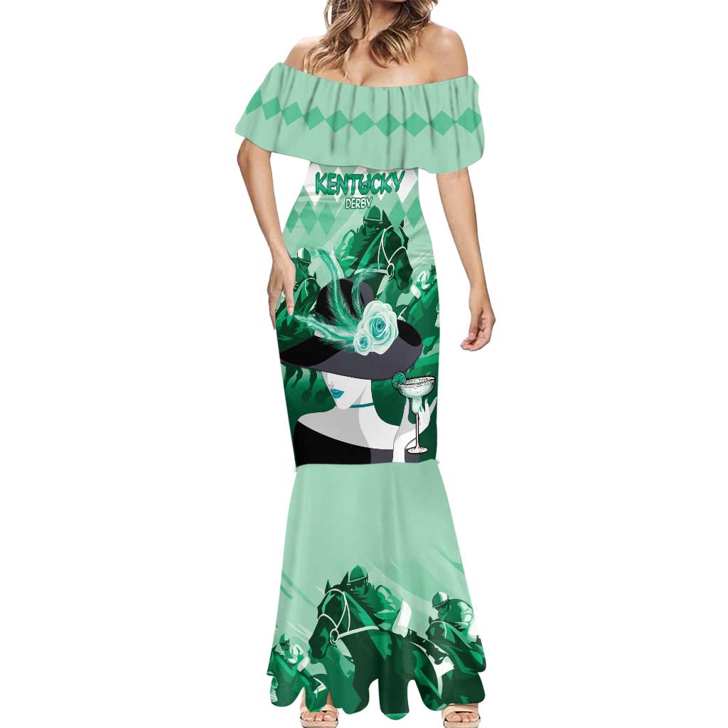 Kentucky Horse Racing Mermaid Dress Derby Mint Julep Girl - Green Pastel LT14