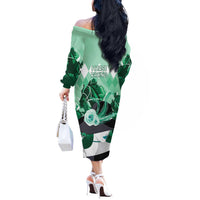 Kentucky Horse Racing Off The Shoulder Long Sleeve Dress Derby Mint Julep Girl - Green Pastel LT14