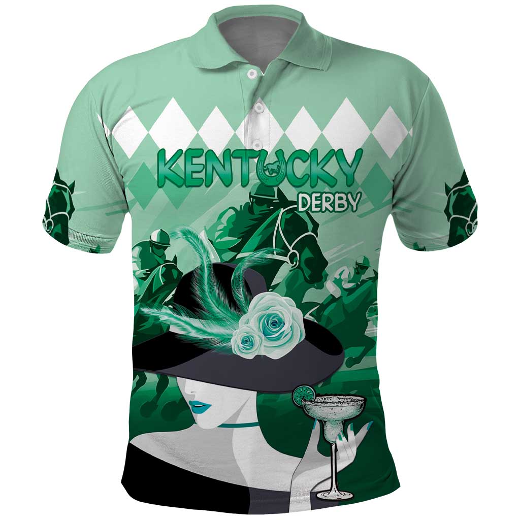 Kentucky Horse Racing Polo Shirt Derby Mint Julep Girl - Green Pastel LT14