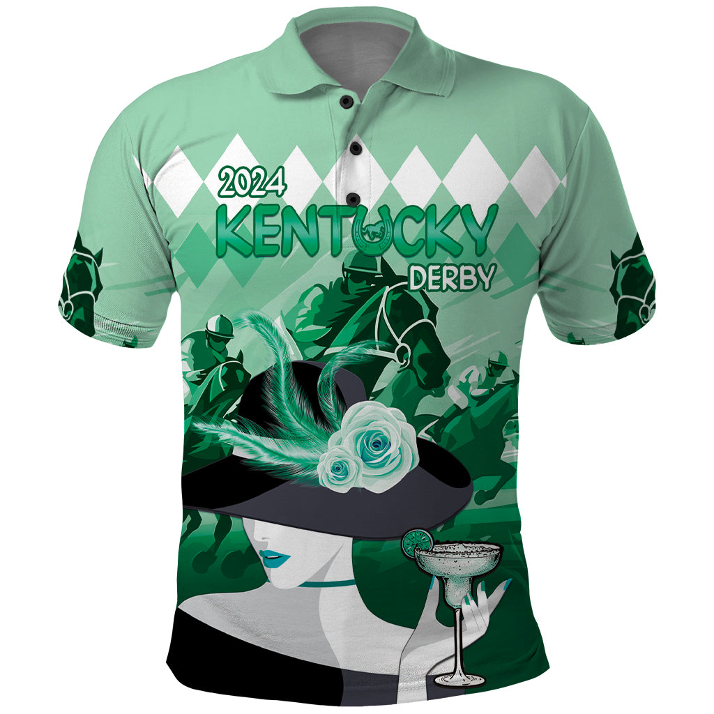2024 Kentucky Horse Racing Polo Shirt Derby Mint Julep Girl - Green Pastel