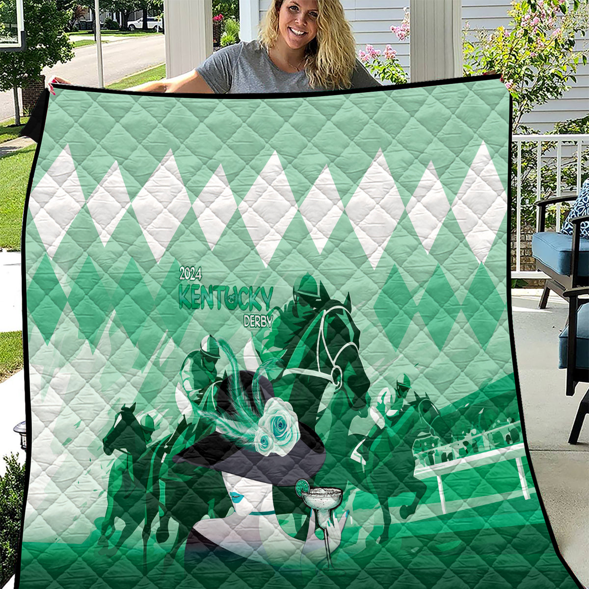 2024 Kentucky Horse Racing Quilt Derby Mint Julep Girl - Green Pastel