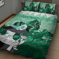 Kentucky Horse Racing Quilt Bed Set Derby Mint Julep Girl - Green Pastel LT14