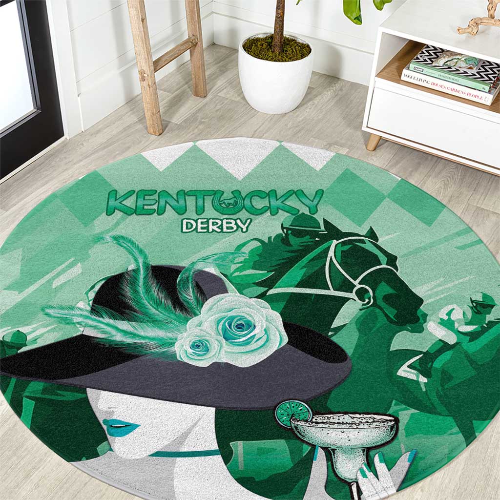 Kentucky Horse Racing Round Carpet Derby Mint Julep Girl - Green Pastel LT14