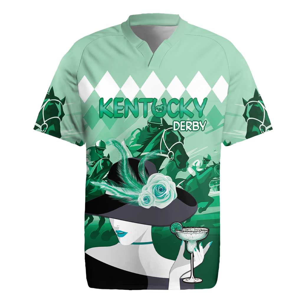 Kentucky Horse Racing Rugby Jersey Derby Mint Julep Girl - Green Pastel LT14