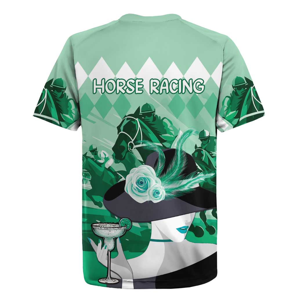 Kentucky Horse Racing Rugby Jersey Derby Mint Julep Girl - Green Pastel LT14